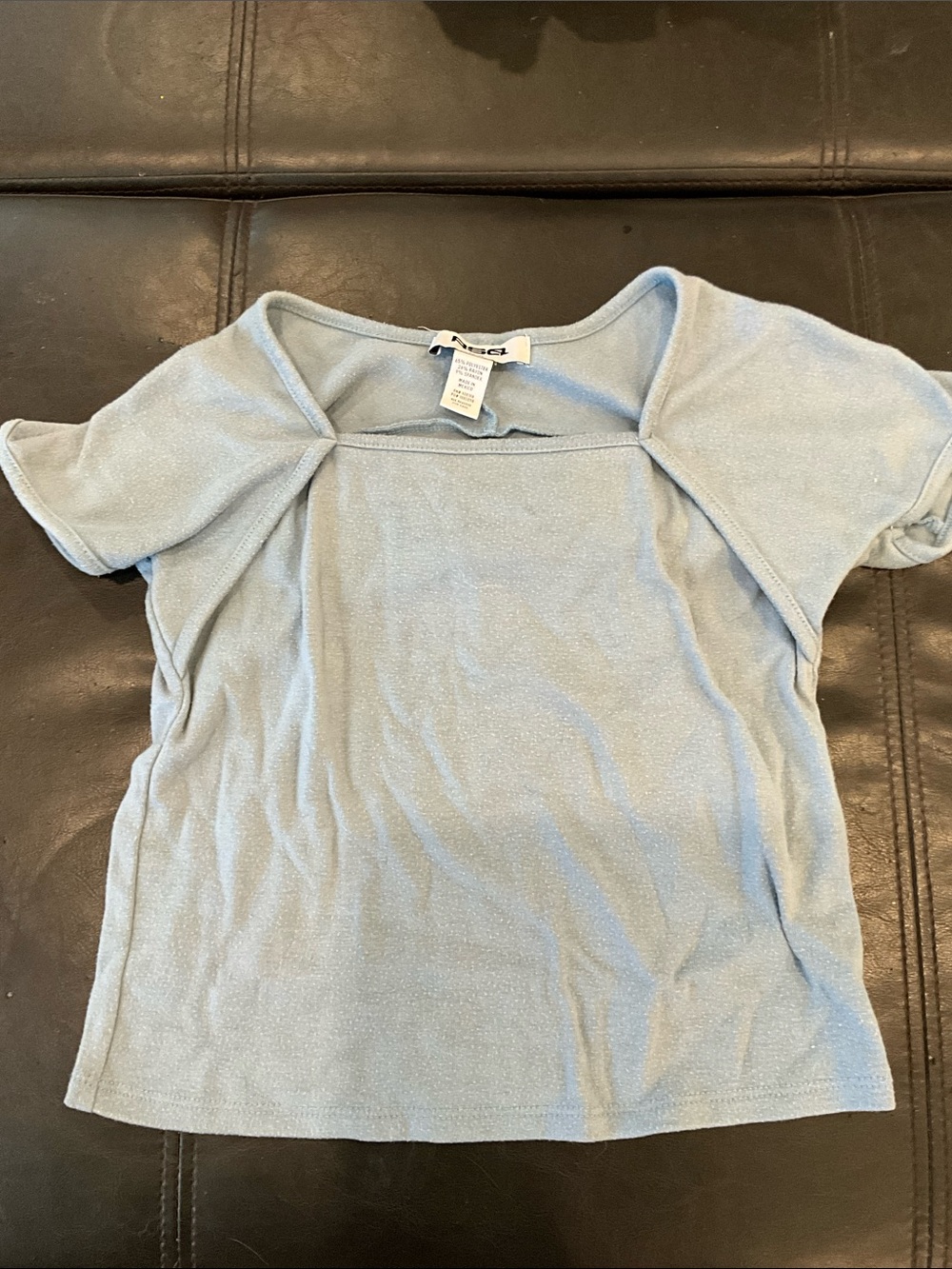 RSQ Light Blue Short Sleeve Square Neck Top